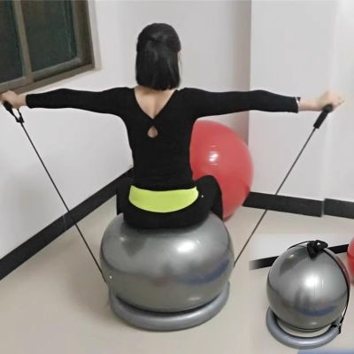 Exercise Ball Chair with Resistance Band Stability Base Ring, Balance Ball Posture Chair for Yoga, Fitness, Pilates, Pregnancy and Physical Therapy ( Color : Grey , Size : 65cm (Height 160-165cm) )