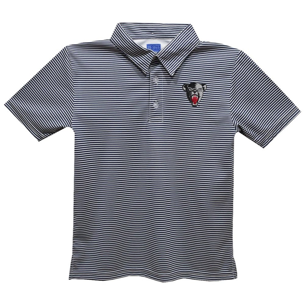 Vive La Fete University of Maine Polo Shirts for Boys 100% Polyester - Embroidered Stripes Short Sleeve Polo Boys Shirt Navy Stripes Short Sleeve Polo Boys Shirt