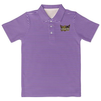 Tennessee Technological University Polo Shirts for Boys 100% Polyester - Embroidered Stripes Short Sleeve Polo Boys Shirt Purple Stripes Short Sleeve Polo Boys Shirt
