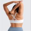 CRZ YOGA Girls Butterluxe Cross Back Sports Bra - Yoga Athletic Casual Tops Scoop Neck Padded Crop Kids Teen White X-Small view 2