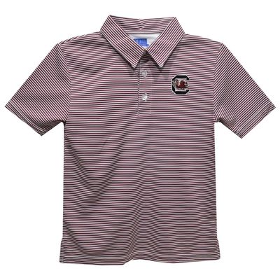 Vive La Fete South Carolina Gamecocks Polo Shirts for Boys 100% Polyester - Embroidered Stripes Short Sleeve Polo Boys Shirt Maroon Stripes Short Sleeve Polo Boys Shirt