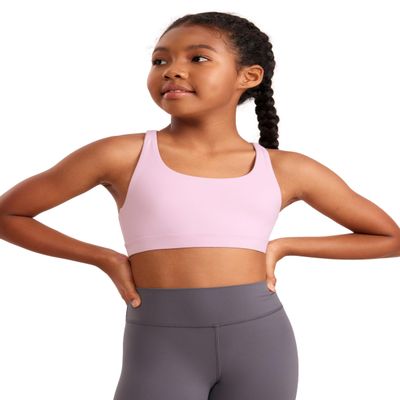 CRZ YOGA Girls Butterluxe Cross Back Sports Bra Pink Peony X-Large