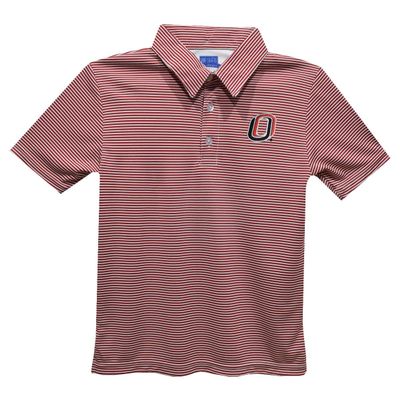 Vive La Fete University of Nebraska Omaha Polo Shirts for Boys 100% Polyester - Embroidered Stripes Short Sleeve Polo Boys Shirt Red Stripes Short Sleeve Polo Boys Shirt