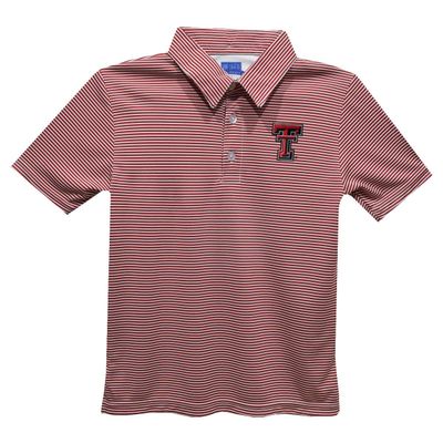 Vive La Fete Texas Tech Polo Shirts for Boys 100% Polyester - Embroidered Stripes Short Sleeve Polo Boys Shirt Red Stripes Short Sleeve Polo Boys Shirt