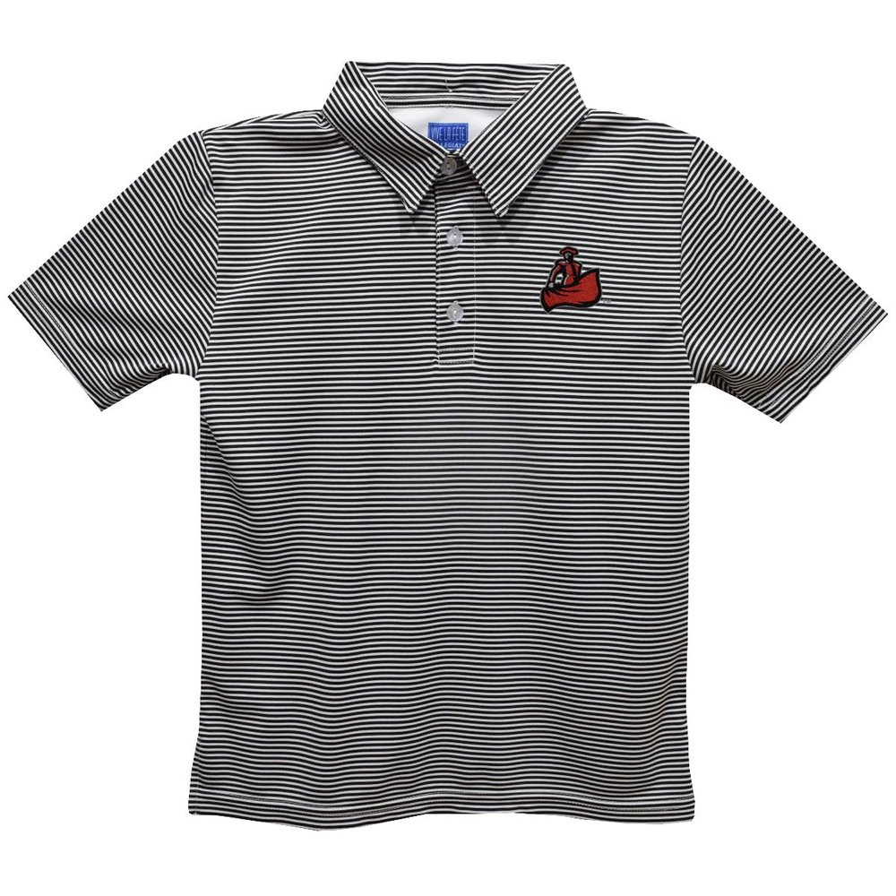 Vive La Fete California State University Northridge Polo Shirts for Boys 100% Polyester - Embroidered Stripes Short Sleeve Polo Boys Shirt Black Stripes Short Sleeve Polo Boys Shirt