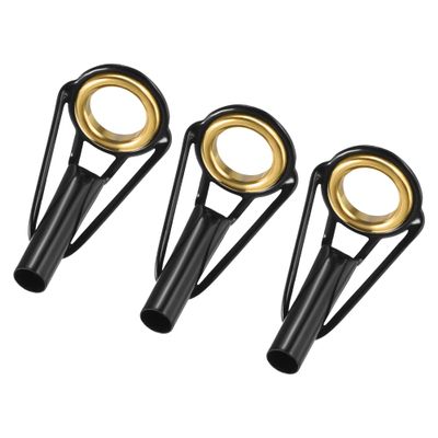 M METERXITY 3 Pack Fishing Rod Tips Repair Kit - Stainless Steel Ring Guide Replacement, Corrosion-Resistant, Apply to Fishing Rod (3.8mm Tube Dia, Black)