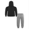 Fldy Teen Boys Sweatsuit Set Active Hoodie Sweatshirt Jogger Sweatpants Outfit Running Training Gym Uniform Tracksuit Black&Gray 5-6 Years view 2