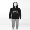 Fldy Teen Boys Sweatsuit Set Active Hoodie Sweatshirt Jogger Sweatpants Outfit Running Training Gym Uniform Tracksuit Black&Gray 5-6 Years view 3