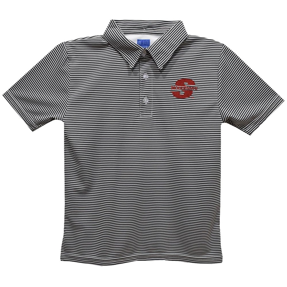Vive La Fete California State University Stanislaus Polo Shirts for Boys 100% Polyester - Embroidered Stripes Short Sleeve Polo Boys Shirt Black Stripes Short Sleeve Polo Boys Shirt