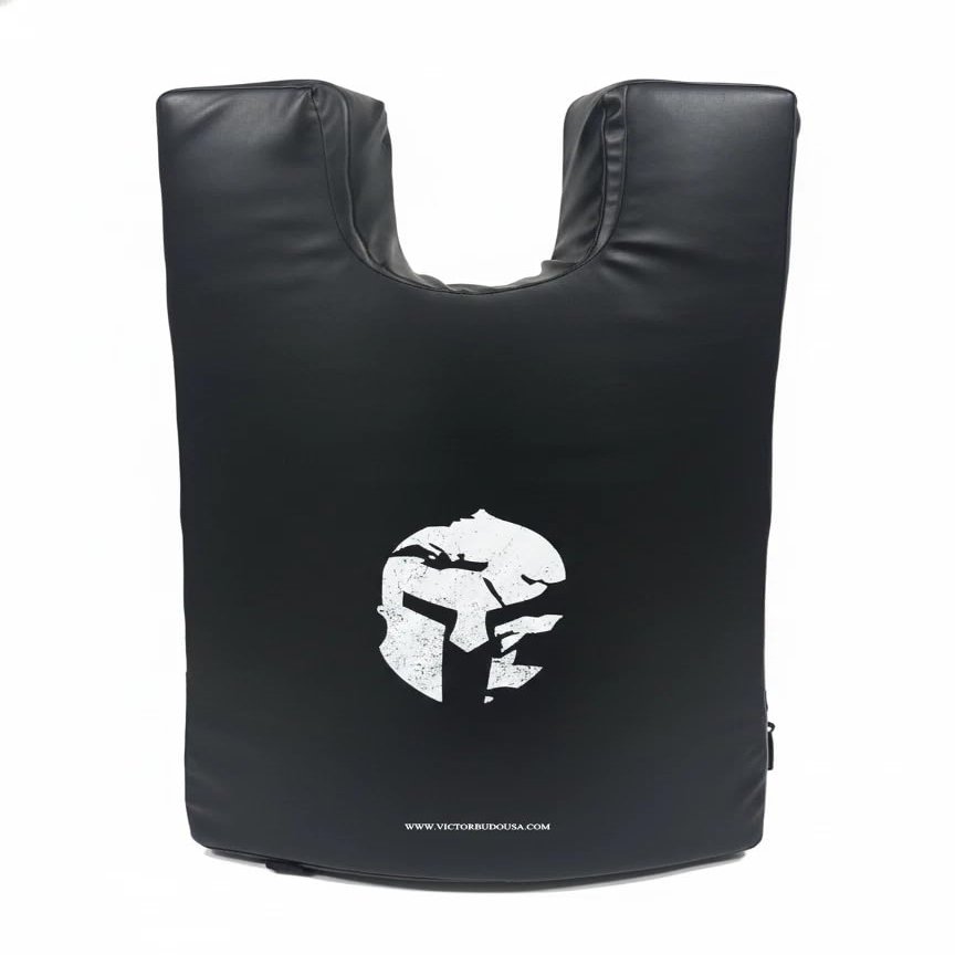 Victorbudo Kick Shield Maya Hide Leather Training Pad for Kickboxing, Muay Thai, MMA & Karate | Heavy-Duty Body Shield for Punching & Kicking Practice (Black)