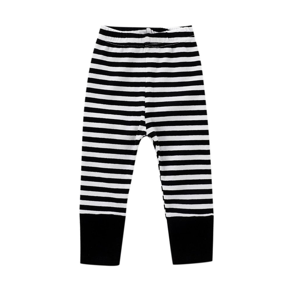 Infant Newborn Baby Boys Girls Striped Patchwork Pants Trousers Leggings Outfits Clothes Green (Black, 0-6 Months)