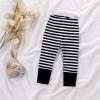 Infant Newborn Baby Boys Girls Striped Patchwork Pants Trousers Leggings Outfits Clothes Green (Black, 0-6 Months) view 3