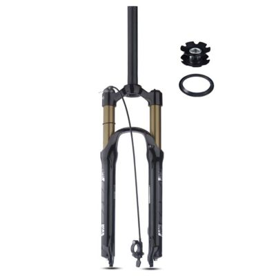 ZECHAO Air Supension Front Fork,26/27.5/29in Mountain Bike Suspension Fork 100mm Travel Remote Lockout Disc Brake 9mm Quick Release Outdoor (Color : Gold-Straight, Size : 27.5inch)