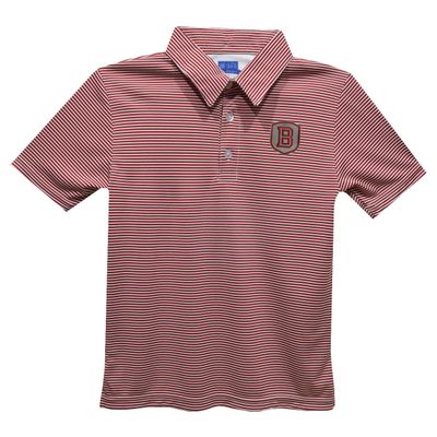 Vive La Fete Bradley University Polo Shirts for Boys 100% Polyester - Embroidered Stripes Short Sleeve Polo Boys Shirt Red Stripes Short Sleeve Polo Boys Shirt