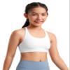 CRZ YOGA Girls Butterluxe Cross Back Sports Bra - Yoga Athletic Casual Tops Scoop Neck Padded Crop Kids Teen White Medium view 1