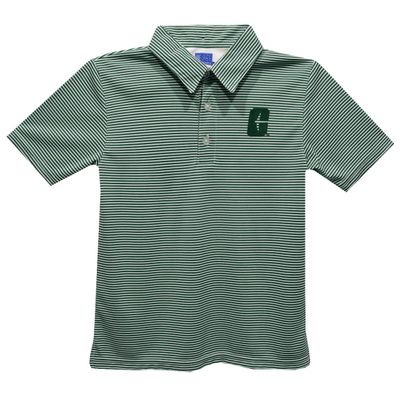 University of North Carolina - Charlotte Polo Shirts for Boys 100% Polyester - Embroidered Stripes Short Sleeve Polo Boys Shirt Green Stripes Short Sleeve Polo Boys Shirt