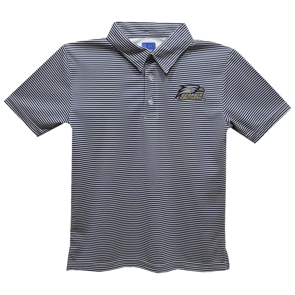 Vive La Fete Georgia Southern University Polo Shirts for Boys 100% Polyester - Embroidered Stripes Short Sleeve Polo Boys Shirt Navy Stripes Short Sleeve Polo Boys Shirt