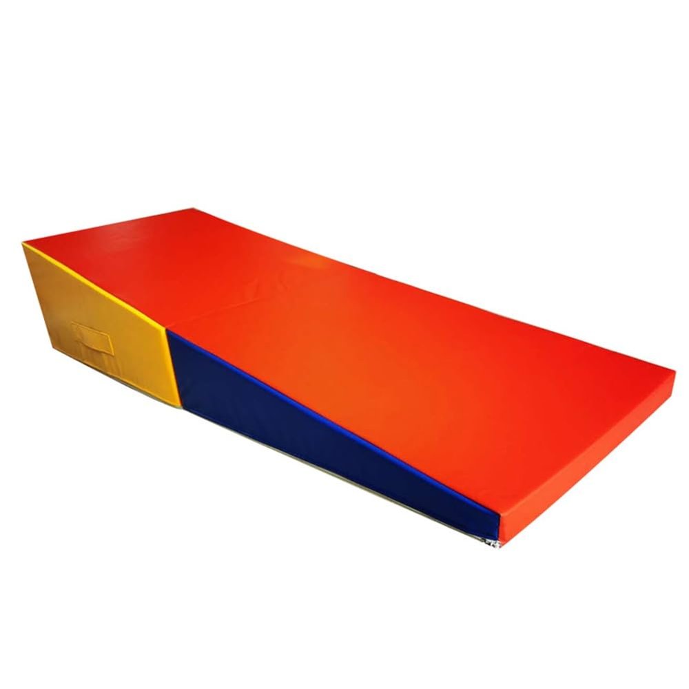 Rygcrud Gymnastics Wedge Mat, Foldable Incline Skill Shape Tumbling Mat - Waterproof Pu, Cheerleading and Home Training, with Carry Handle (Color : Red, Size : 150x80x40cm)