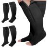 Hillban 2 Pair Plus Size Calf Zipper Compression Socks 15 to 20 Mmhg Open Toe Compression Stockings for Overweight Women Men(3 XL,Nude) view 1