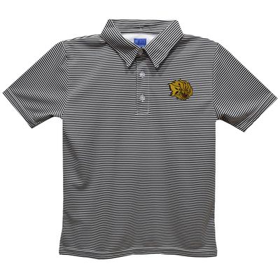 Vive La Fete University of Arkansas at Pine Bluff Polo Shirts for Boys 100% Polyester - Embroidered Stripes Short Sleeve Polo Boys Shirt Black Stripes Short Sleeve Polo Boys Shirt