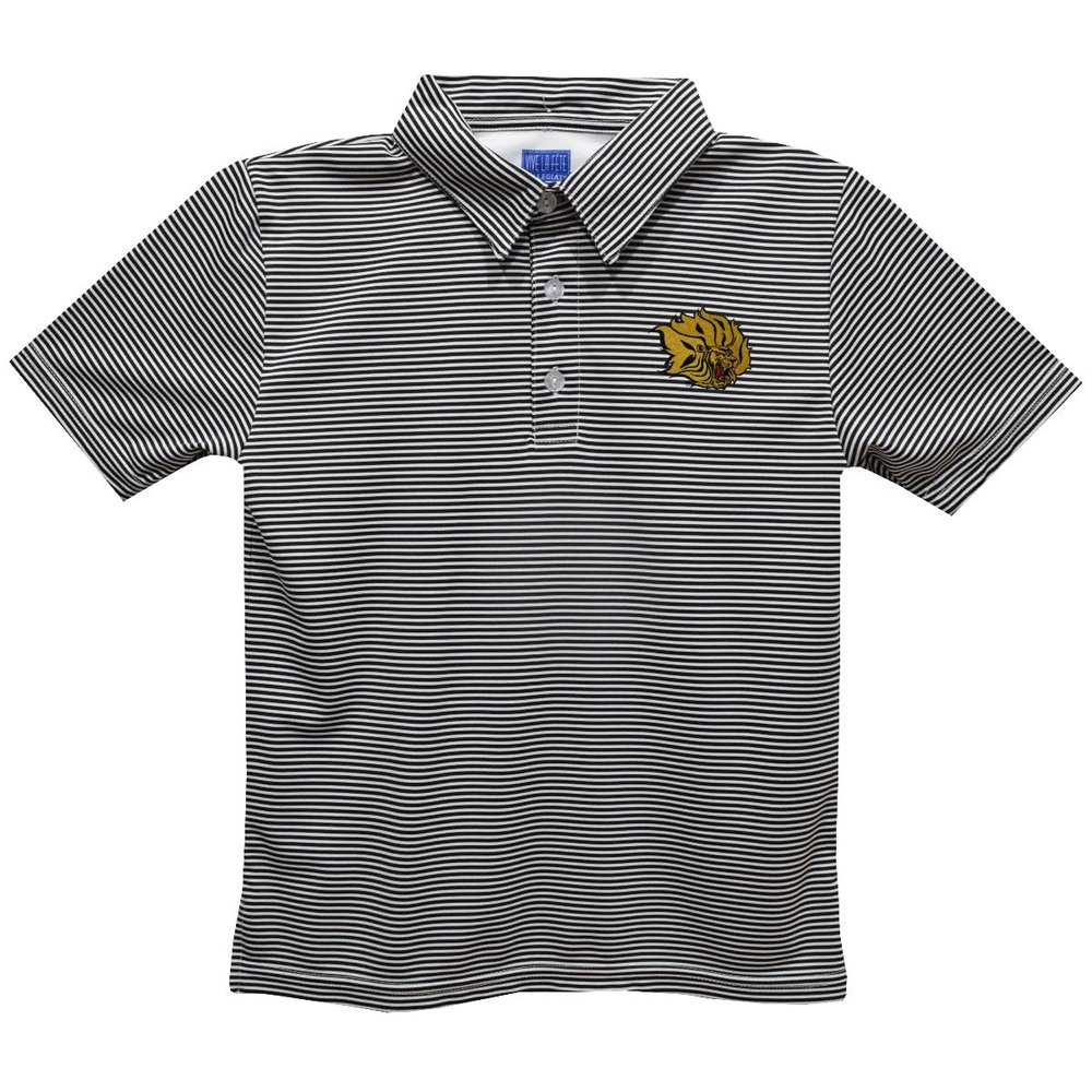 Vive La Fete University of Arkansas at Pine Bluff Polo Shirts for Boys 100% Polyester - Embroidered Stripes Short Sleeve Polo Boys Shirt Black Stripes Short Sleeve Polo Boys Shirt