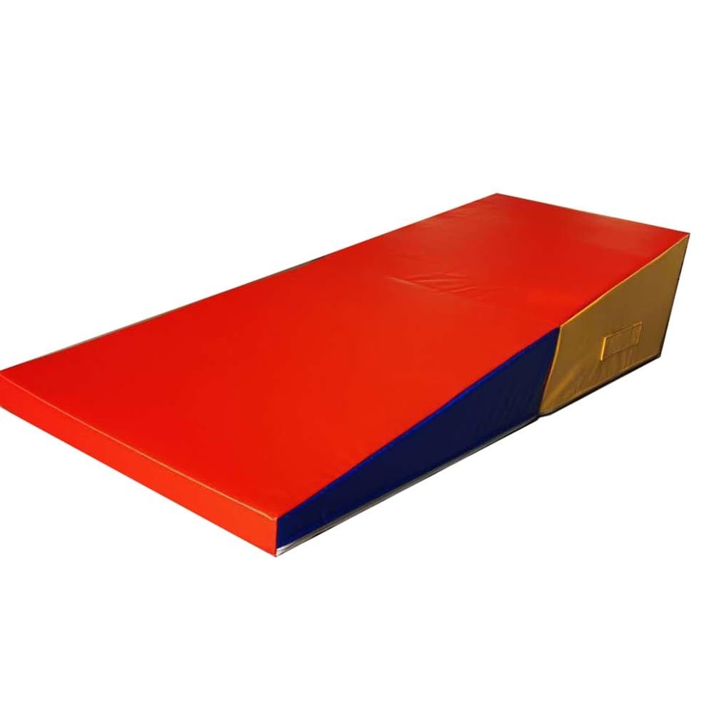 Rygcrud Foldable Incline Gymnastics Mat, Wedge Cheese Skill Shape Tumbling Mats, Kids Exercise Mat with Carry Handle for Children's Play Home Exercise Aerobics (Color : Red, Size : 160x60x35cm)