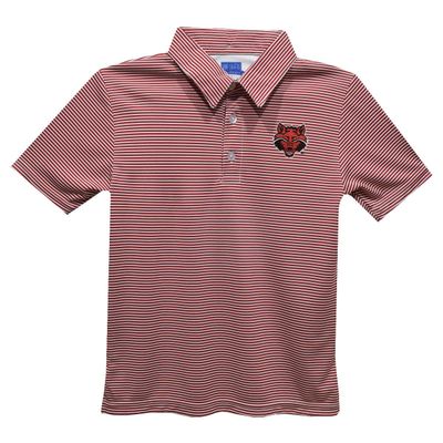 Vive La Fete Arkansas State University Polo Shirts for Boys 100% Polyester - Embroidered Stripes Short Sleeve Polo Boys Shirt Red Stripes Short Sleeve Polo Boys Shirt