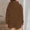 Basysin Lounge Sets for Women Womens 2 Piece Outfits Solid Oversized Hoodies Sweatsuit Sets Casual Sweatshirt and Shorts Set 02-Brown Medium view 4