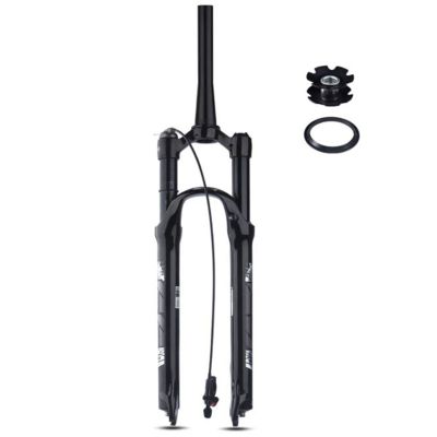 ZECHAO Mountain Bike Suspension Fork,Aluminum Alloy 26/27.5/29" 1-1/8" with Scale 100mm Travel 1-1/2" Air Fork 9mm Quick Release Outdoor (Color : Tapered Remote Lock, Size : 26inch)