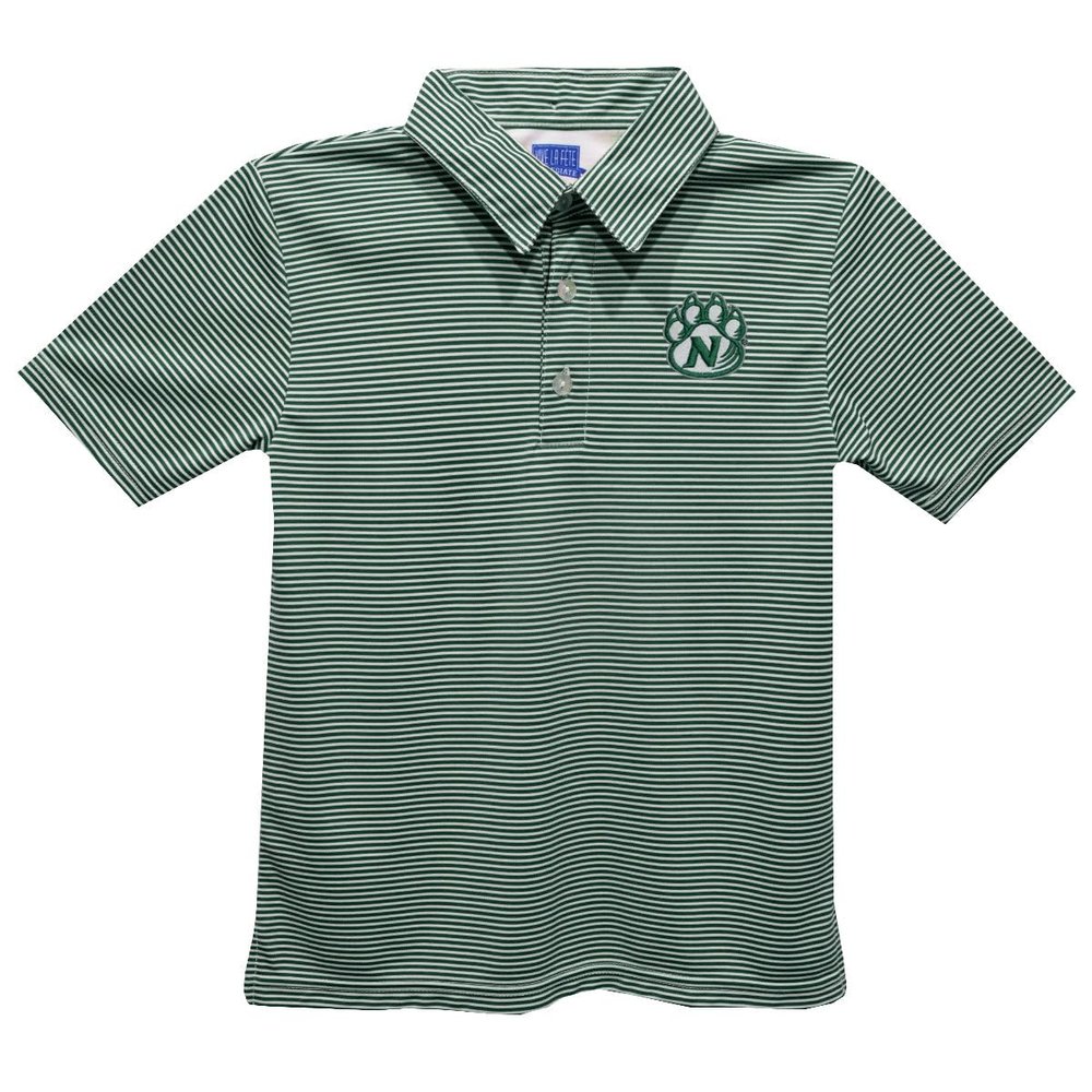 Vive La Fete Northwest Missouri State University Polo Shirts for Boys 100% Polyester - Embroidered Stripes Short Sleeve Polo Boys Shirt Green Stripes Short Sleeve Polo Boys Shirt