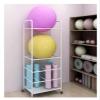 SRNSAEB Yoga and Stability Ball Wall Storage Rack, Fitness Pilates Mat Storage Holder for Home Gym/Yoga Studio/Fitness Club, 160cm/ 63inch Height Yoga Display Rack (Color : White) view 1