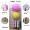 SRNSAEB Yoga and Stability Ball Wall Storage Rack, Fitness Pilates Mat Storage Holder for Home Gym/Yoga Studio/Fitness Club, 160cm/ 63inch Height Yoga Display Rack (Color : White) view 3
