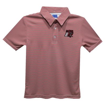 Vive La Fete Bridgewater State University Polo Shirts for Boys 100% Polyester - Embroidered Stripes Short Sleeve Polo Boys Shirt Red Stripes Short Sleeve Polo Boys Shirt