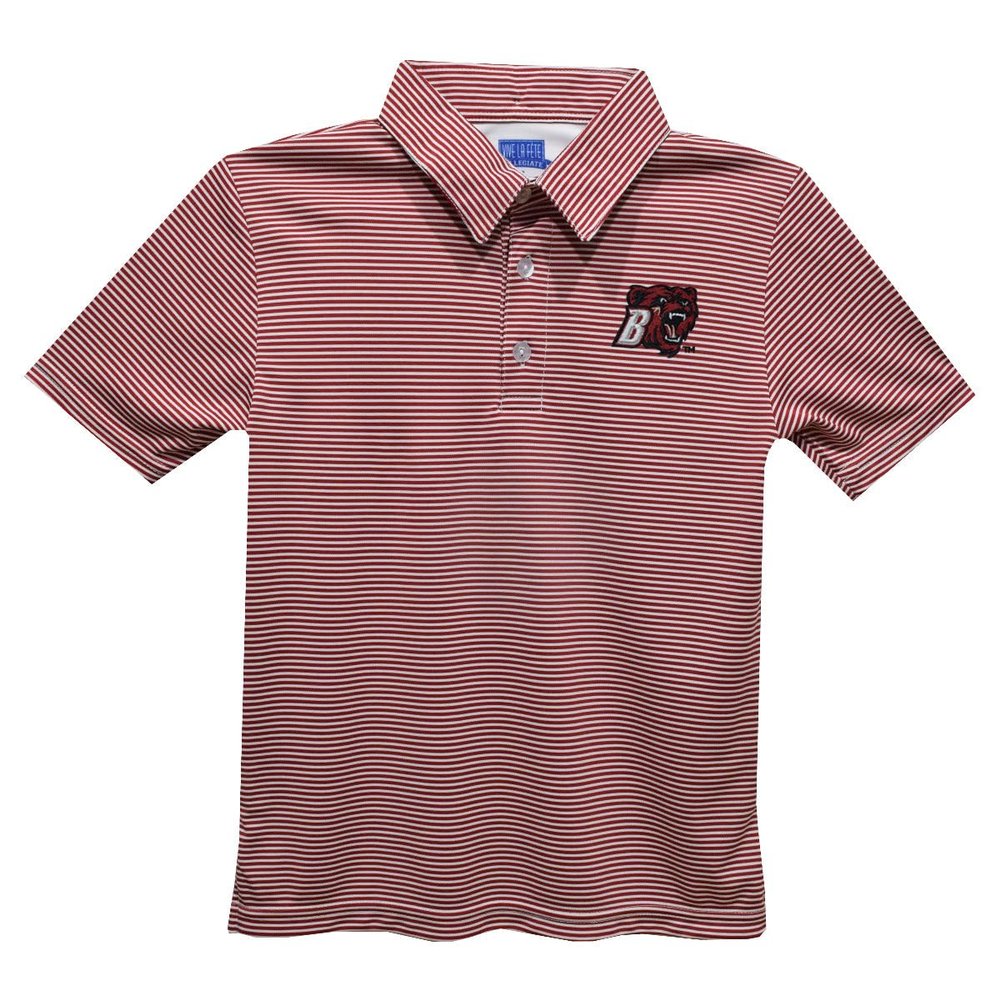 Vive La Fete Bridgewater State University Polo Shirts for Boys 100% Polyester - Embroidered Stripes Short Sleeve Polo Boys Shirt Red Stripes Short Sleeve Polo Boys Shirt