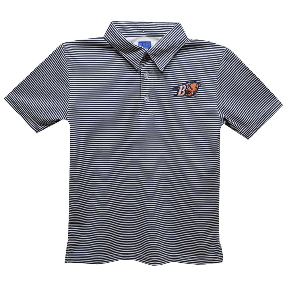Vive La Fete Bucknell University Polo Shirts for Boys 100% Polyester - Embroidered Stripes Short Sleeve Polo Boys Shirt Orange Stripes Short Sleeve Polo Boys Shirt