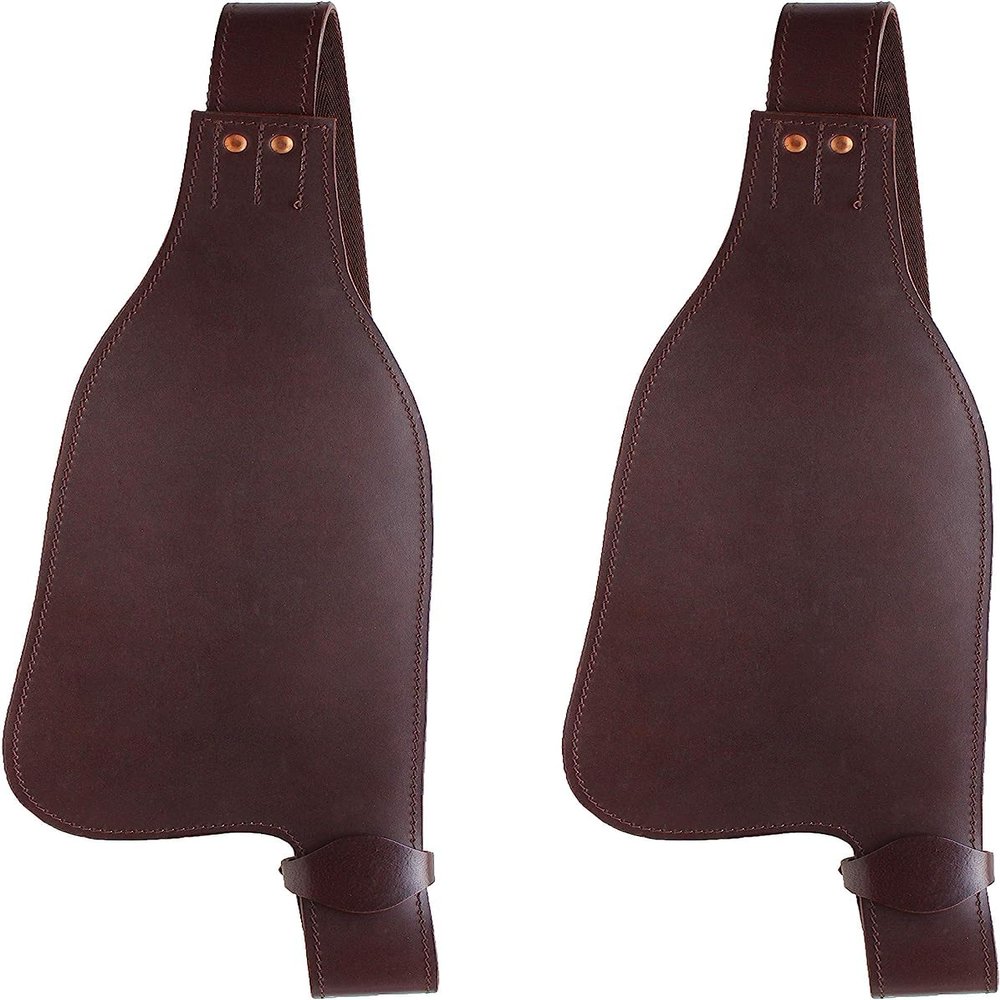 Horse Western Adult Tooled Leather Replacement Saddle Fender Pair Set for Roping Trail Barrel Pleasure Saddles with Belvin Buckles LF-024