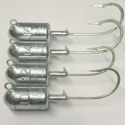 Bullet Striper Ling Cod Grouper Halibut Saltwater Hook - 5 Jig Head Lures (16oz)