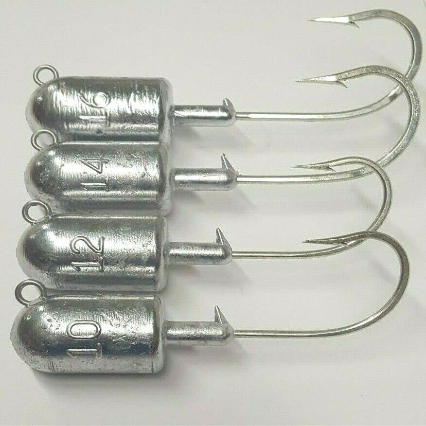 Bullet Striper Ling Cod Grouper Halibut Saltwater Hook - 5 Jig Head Lures (16oz)