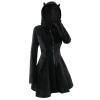 Womens Gothic Hoodies Dress Winter Fall Long Sleeve Sweatshirts Velvet Pullover Dresses Lightweight Cat Outfits Black view 1