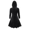 Womens Gothic Hoodies Dress Winter Fall Long Sleeve Sweatshirts Velvet Pullover Dresses Lightweight Cat Outfits Black view 2