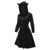 Womens Gothic Hoodies Dress Winter Fall Long Sleeve Sweatshirts Velvet Pullover Dresses Lightweight Cat Outfits Black view 3