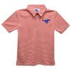 SMU Mustangs Polo Shirts for Boys 100% Polyester - Embroidered Stripes Short Sleeve Polo Boys Shirt Red Stripes Short Sleeve Polo Boys Shirt view 1