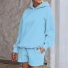 Basysin Lounge Sets for Women Womens 2 Piece Outfits Solid Oversized Hoodies Sweatsuit Sets Casual Sweatshirt and Shorts Set 02-Light Blue Small view 3