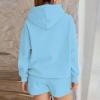 Basysin Lounge Sets for Women Womens 2 Piece Outfits Solid Oversized Hoodies Sweatsuit Sets Casual Sweatshirt and Shorts Set 02-Light Blue Small view 4
