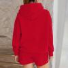 Basysin Lounge Sets for Women Womens 2 Piece Outfits Solid Oversized Hoodies Sweatsuit Sets Casual Sweatshirt and Shorts Set 02-Red Small view 4