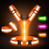 Led Light Up Running Vest Reflective Vest for runners night walking, Rechargeable LED Reflective Running Vest High Visibility with Adjustable Waist/Shoulde, Reflective Armband for Women Men (Orange) view 1