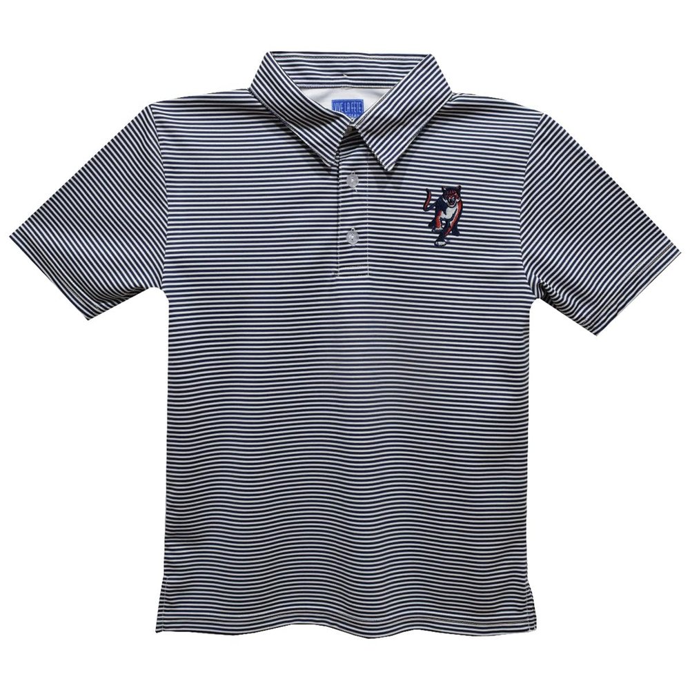 Vive La Fete Columbus State University Polo Shirts for Boys 100% Polyester - Embroidered Stripes Short Sleeve Polo Boys Shirt Navy Stripes Short Sleeve Polo Boys Shirt