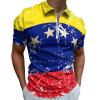 Venezuela Retro Flag Men's Short Sleeve Polo Shirts Casual Zippered Golf Shirt Slim Fit T-Shirt Tops view 1