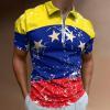 Venezuela Retro Flag Men's Short Sleeve Polo Shirts Casual Zippered Golf Shirt Slim Fit T-Shirt Tops view 2