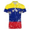 Venezuela Retro Flag Men's Short Sleeve Polo Shirts Casual Zippered Golf Shirt Slim Fit T-Shirt Tops view 4